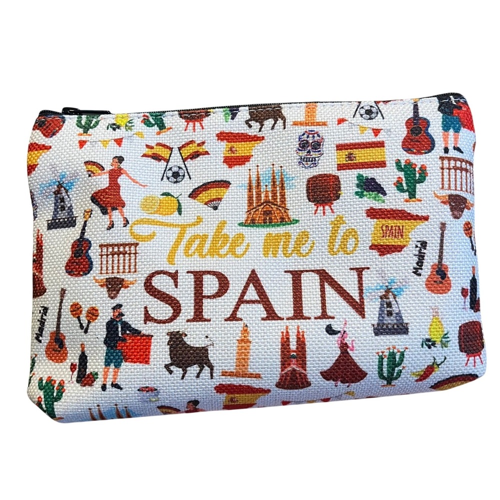 WZMPA Take Me To Spain Travel Cosmetic Bag Makeup Pouch Souvenir Gift‎ New
